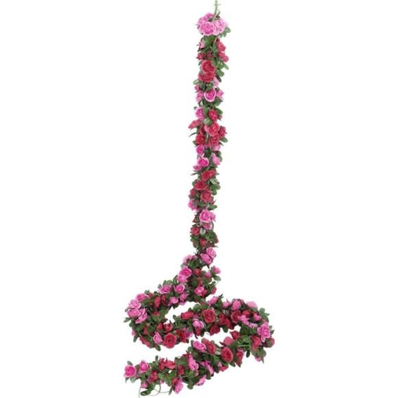 5 Pack 46 FT Fake Rose Vine Flowers Plants Artificial Flower Hanging Rose Ivy - Picture 1 of 4